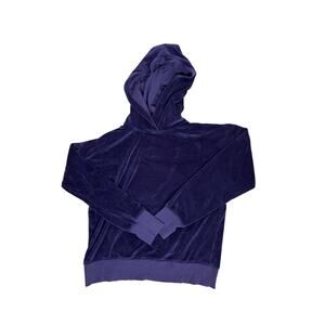 Vintage Y2K Caslon Blue Velour Hoodie Womens Small Indigo Velvet Zip Up